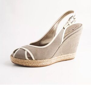 PRADA wedge canvas/leather trim sandalsSize 40/9,5US Italy